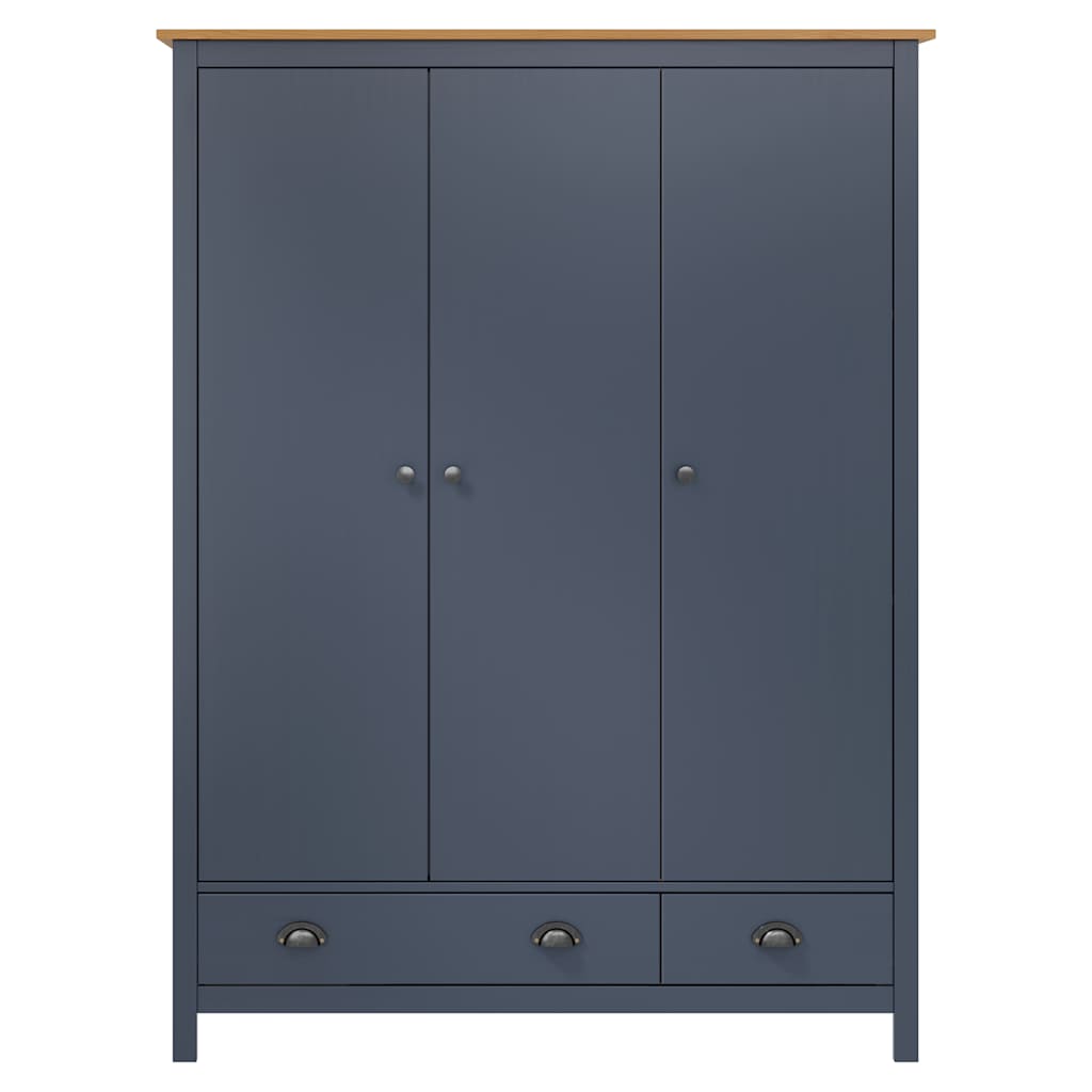 Armadio a 3 Ante Hill Grigio 127x50x170 cm in Legno di Pino - homemem39