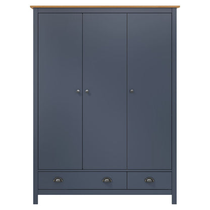 Armadio a 3 Ante Hill Grigio 127x50x170 cm in Legno di Pino - homemem39