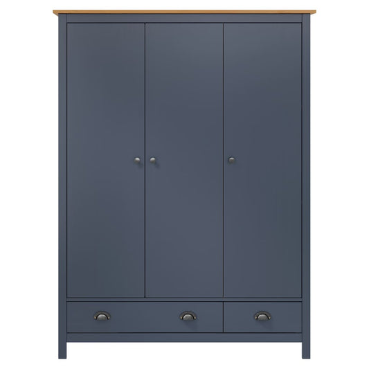Armadio a 3 Ante Hill Grigio 127x50x170 cm in Legno di Pino - homemem39