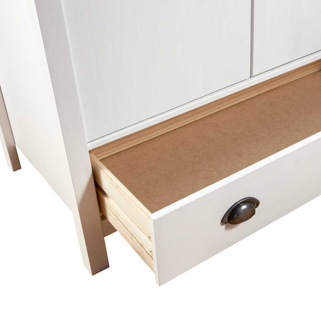 Armadio a 3 Ante Hill Bianco 127x50x170 cm in Legno di Pino | homemem39