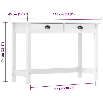 Consolle Hill con 2 Cassetti 110x45x74 cm in Massello di Pino | homemem39