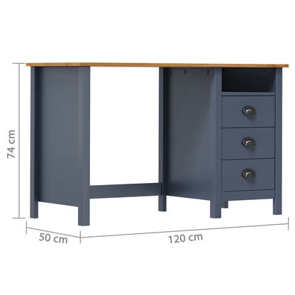 Scrivania Hill 3 Cassetti Grigia 120x50x74 cm Massello di Pino | homemem39