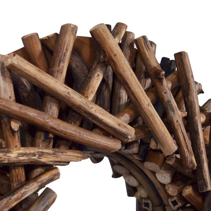 Specchio da Parete 40 cm in Legno di Teak Rotondo - homemem39