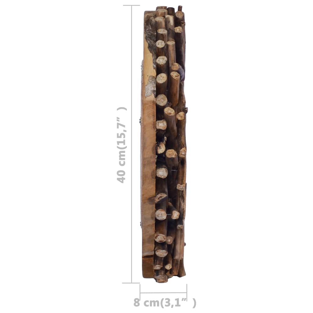 Specchio da Parete 40 cm in Legno di Teak Rotondo - homemem39