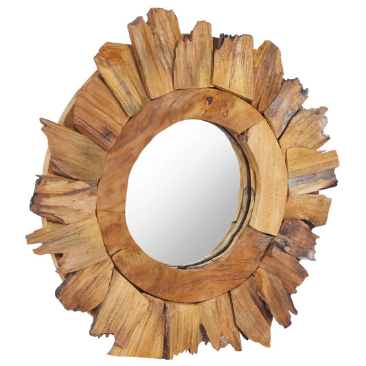 Specchio da Parete 40 cm in Legno di Teak Rotondo - homemem39