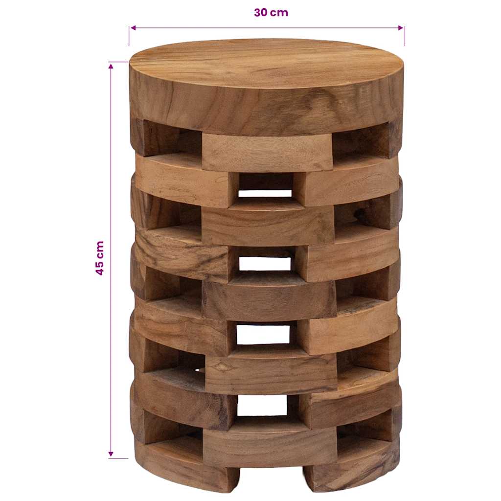 Comodino 30x30x45 cm in Legno Massello di Teak