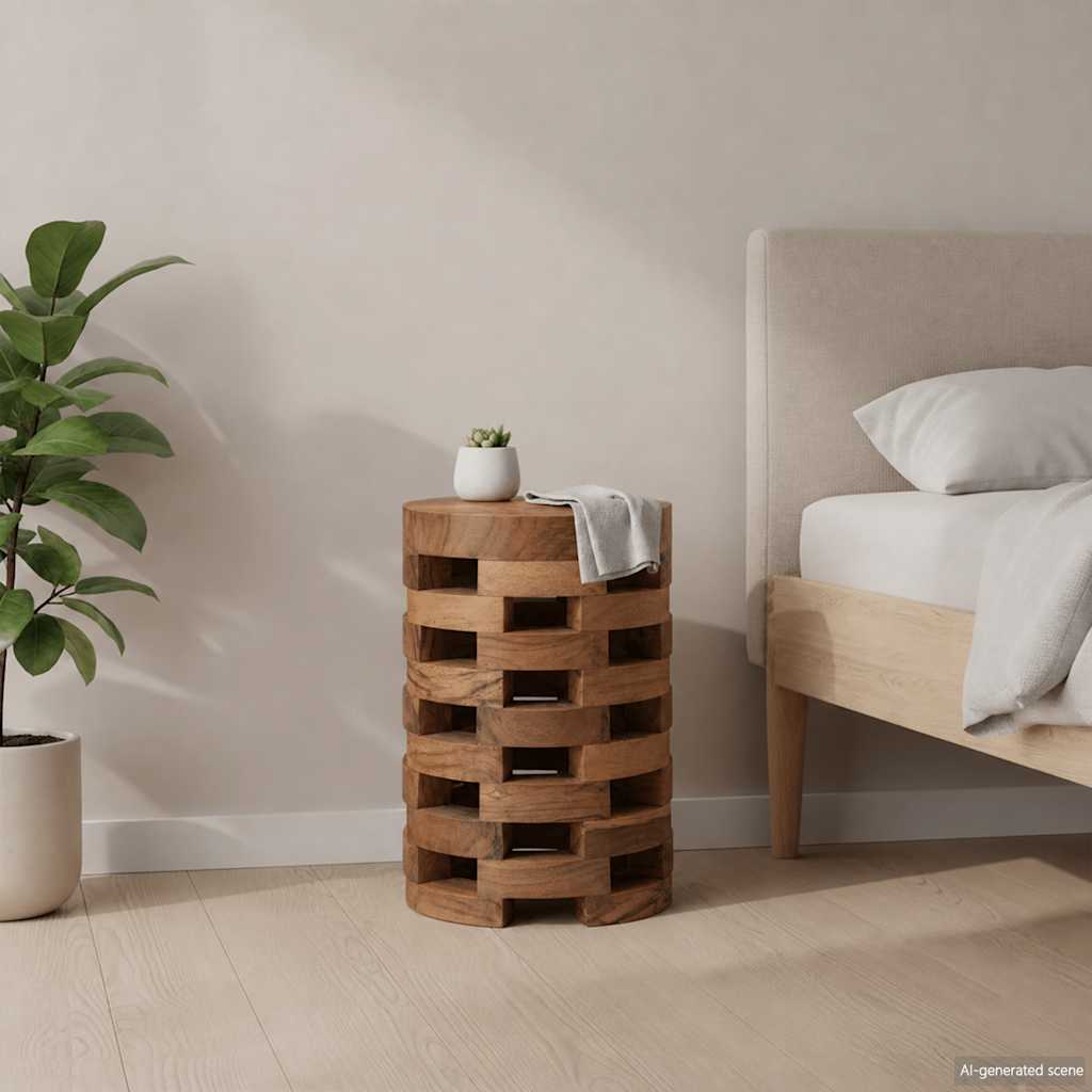 Comodino 30x30x45 cm in Legno Massello di Teak