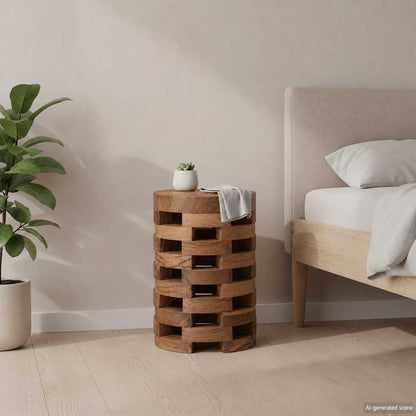 Comodino 30x30x45 cm in Legno Massello di Teak