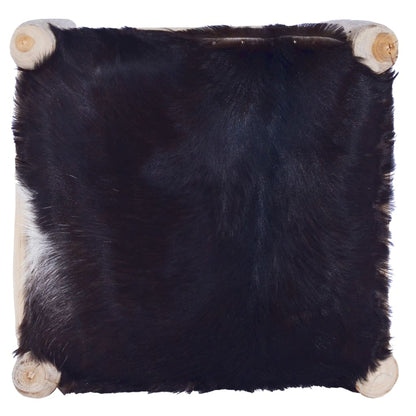 Sgabello da Bar in Vera Pelle di Capra e Legno Massello di Teak