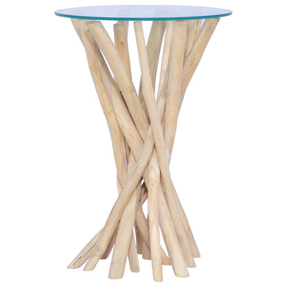 Tavolino da Salotto Ripiano in Vetro 35x35x50 cm Legno di Teak