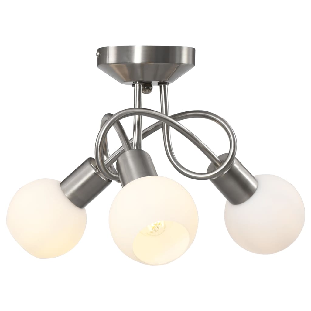Lampadario Paralume in Ceramica a Coppa Bianco 3 Lampadine E14 | homemem39