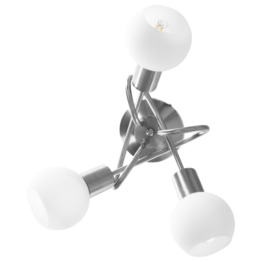 Lampadario Paralume in Ceramica a Coppa Bianco 3 Lampadine E14 | homemem39