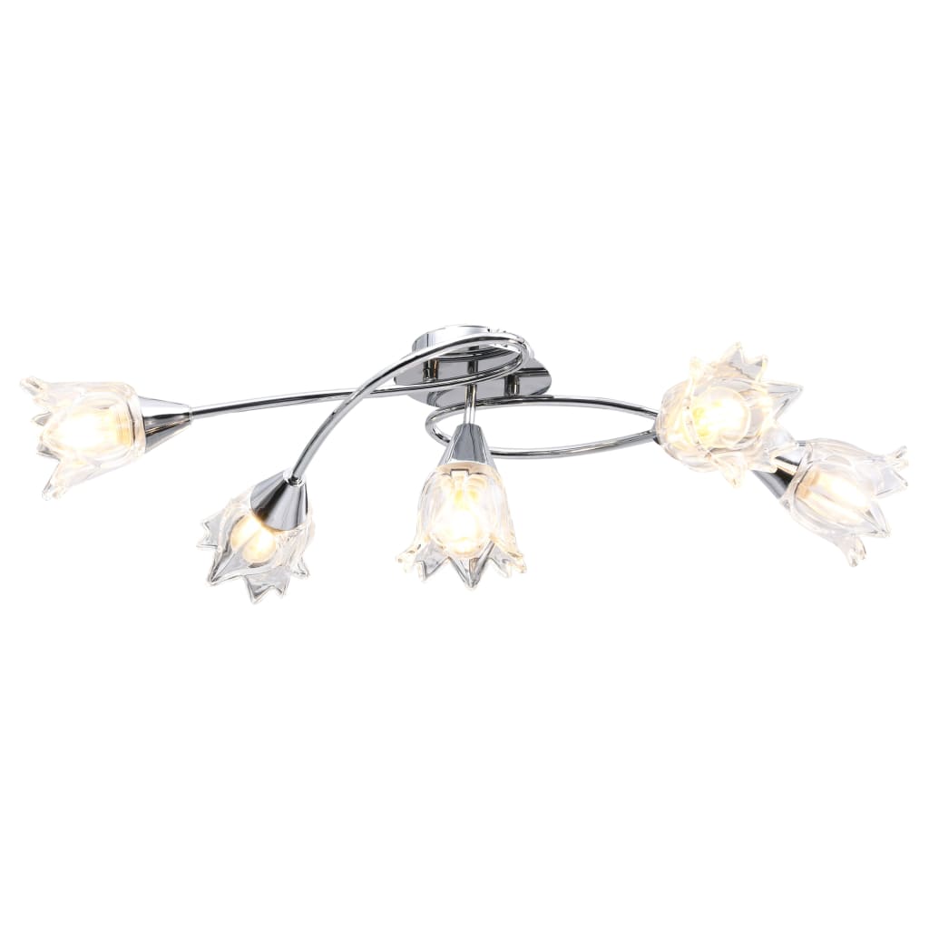 Lampadario con Paralumi in Vetro per 5 Lampadine E14 Tulipano | homemem39