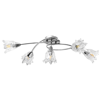 Lampadario con Paralumi in Vetro per 5 Lampadine E14 Tulipano | homemem39