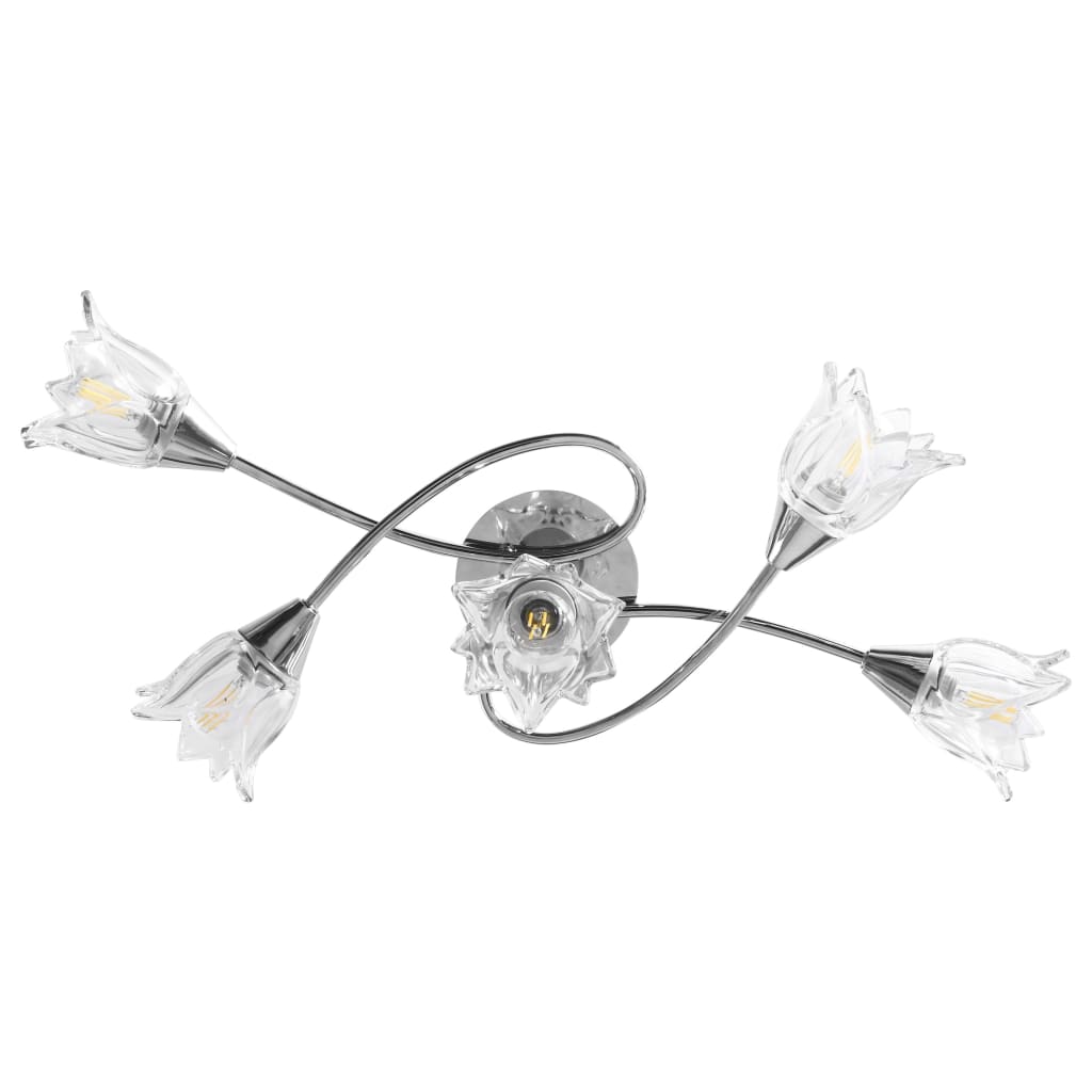 Lampadario con Paralumi in Vetro per 5 Lampadine E14 Tulipano | homemem39