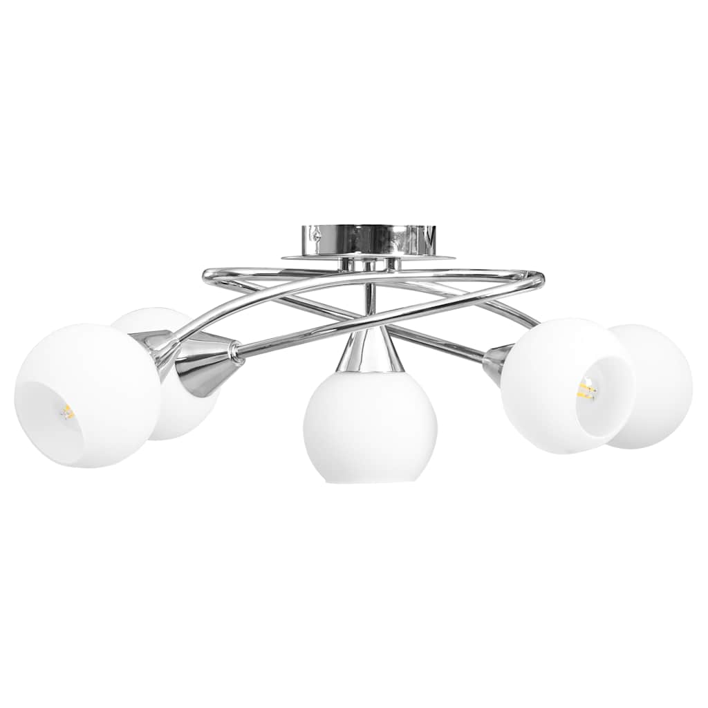 Lampadario con Paralumi in Ceramica 5 Lampadine E14  a Coppa | homemem39
