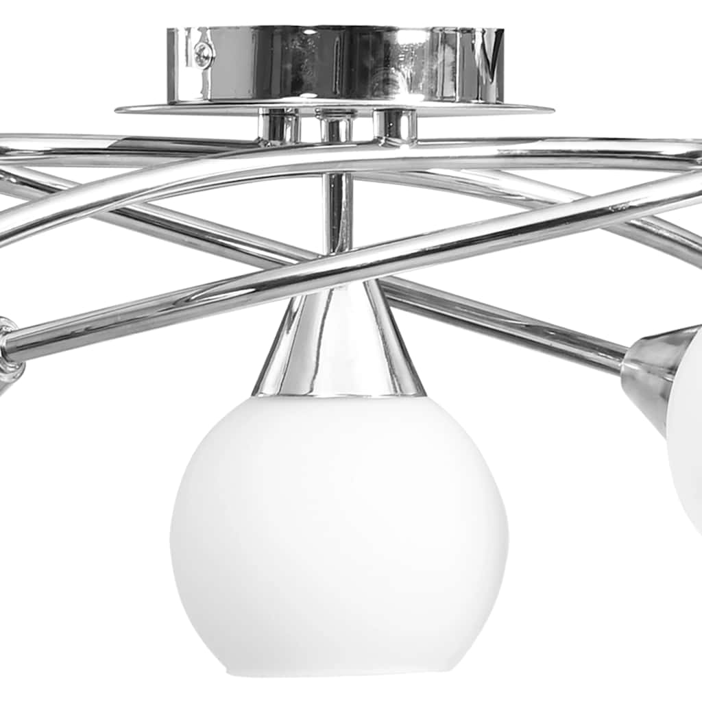 Lampadario con Paralumi in Ceramica 5 Lampadine E14  a Coppa | homemem39