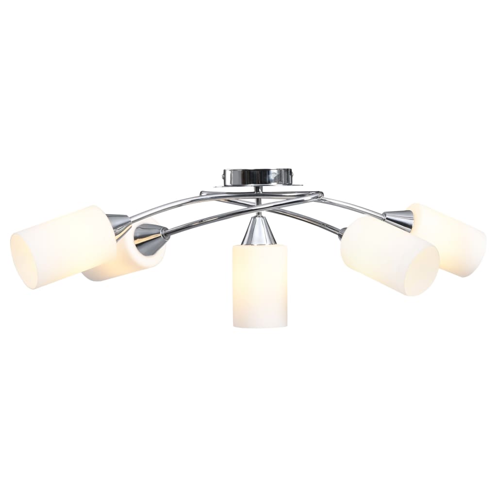 Lampadario Paralumi in Ceramica 5 Lampadine E14 Bianco a Cono | homemem39