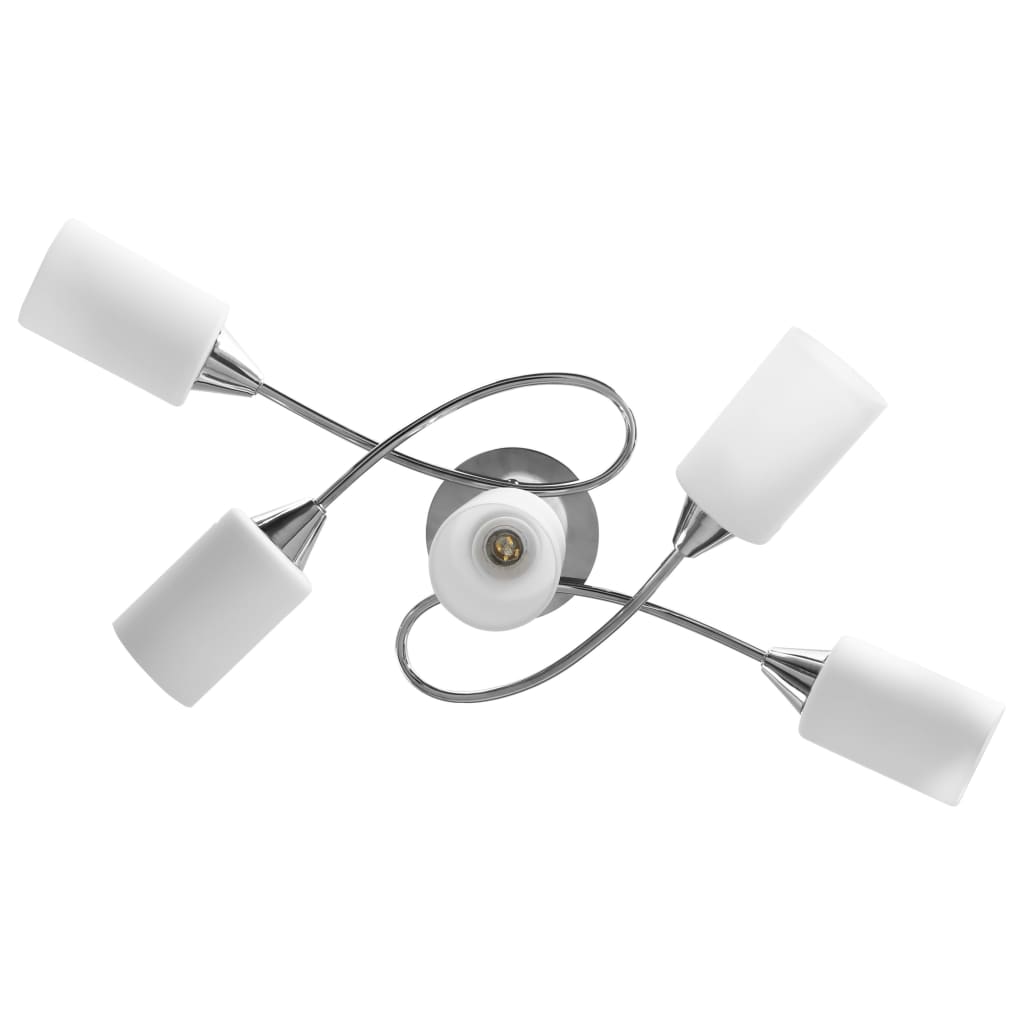 Lampadario Paralumi in Ceramica 5 Lampadine E14 Bianco a Cono | homemem39