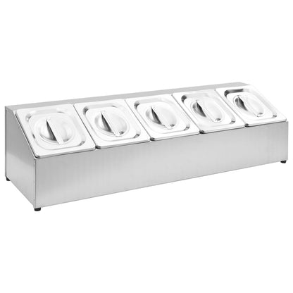 Supporto Gastronorm con 5 Contenitori GN 1/6 in Acciaio Inox - homemem39