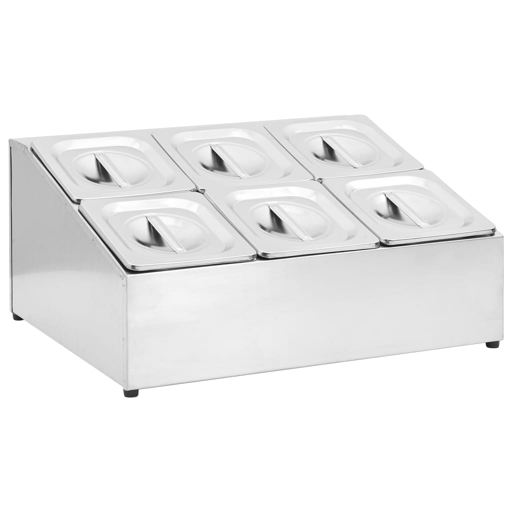 Supporto Gastronorm con 6 Contenitori GN 1/6 in Acciaio Inox - homemem39