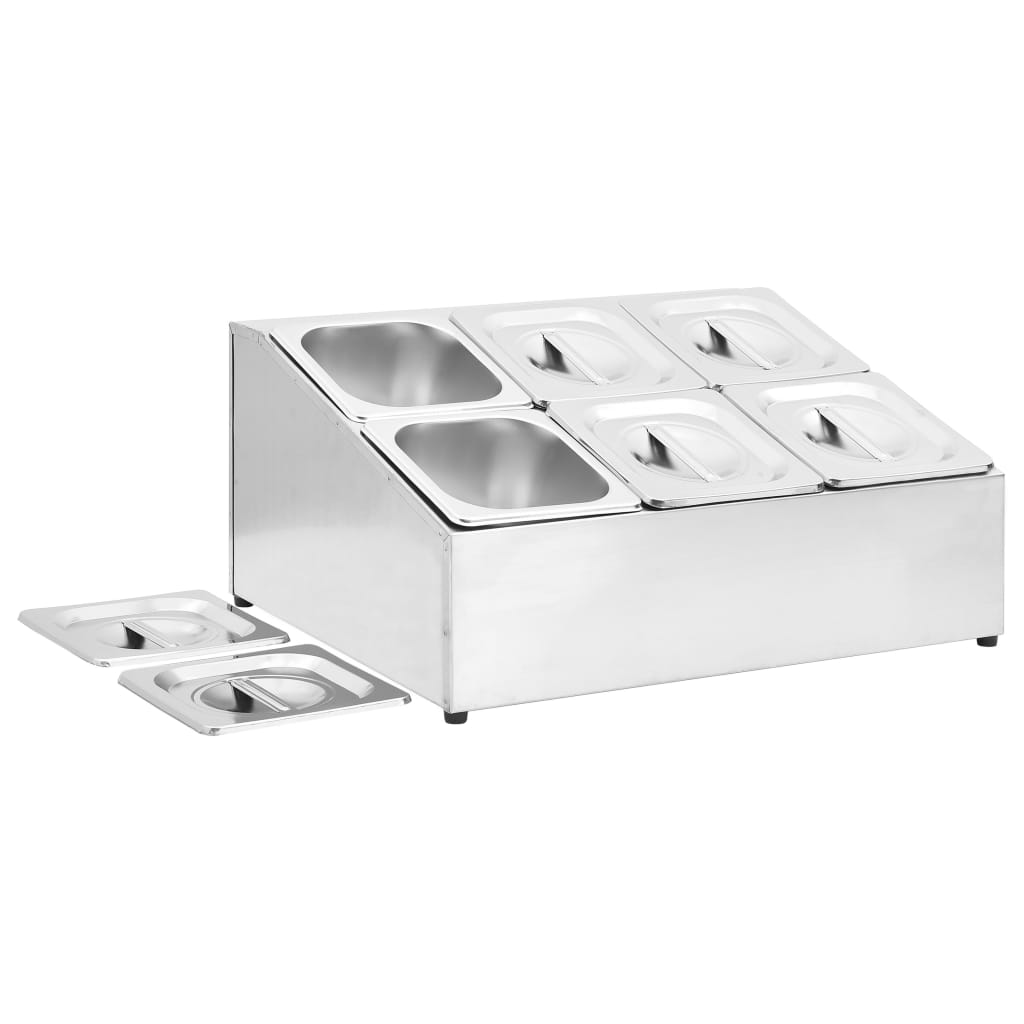 Supporto Gastronorm con 6 Contenitori GN 1/6 in Acciaio Inox - homemem39