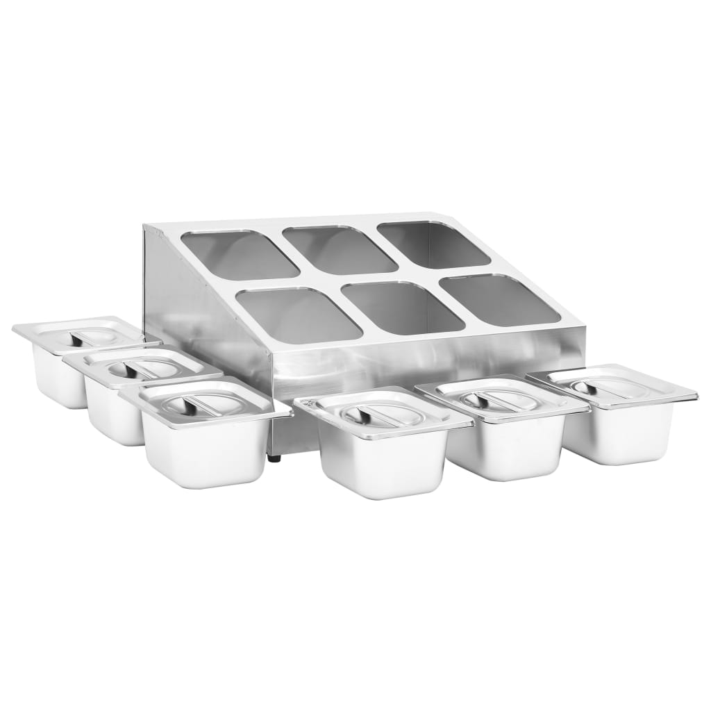 Supporto Gastronorm con 6 Contenitori GN 1/6 in Acciaio Inox - homemem39