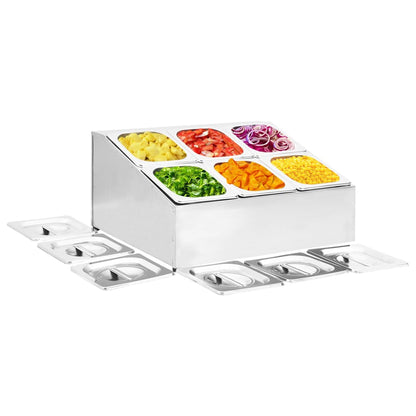 Supporto Gastronorm con 6 Contenitori GN 1/6 in Acciaio Inox - homemem39