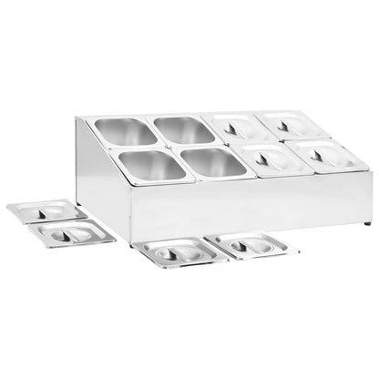 Supporto Gastronorm con 8 Contenitori GN 1/6 in Acciaio Inox - homemem39