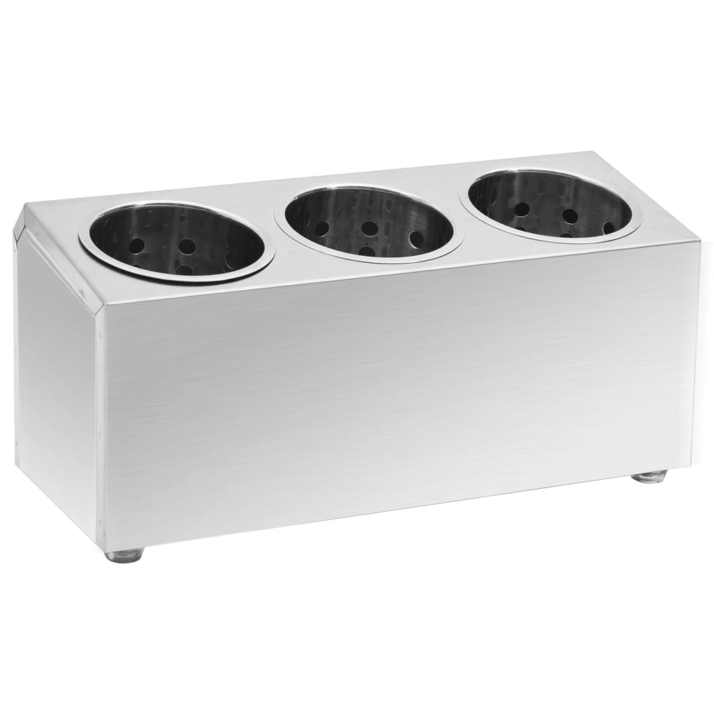 Portaposate con 3 Inserti Rettangolare in Acciaio Inox | homemem39