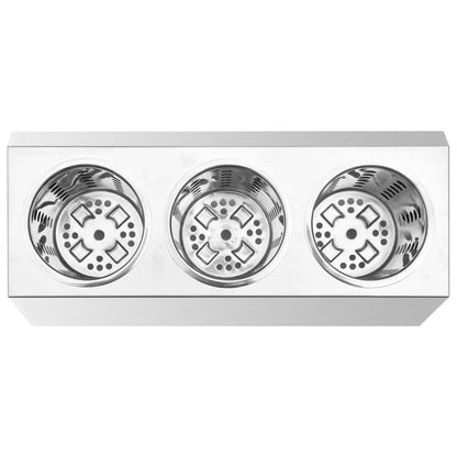 Portaposate con 3 Inserti Rettangolare in Acciaio Inox | homemem39