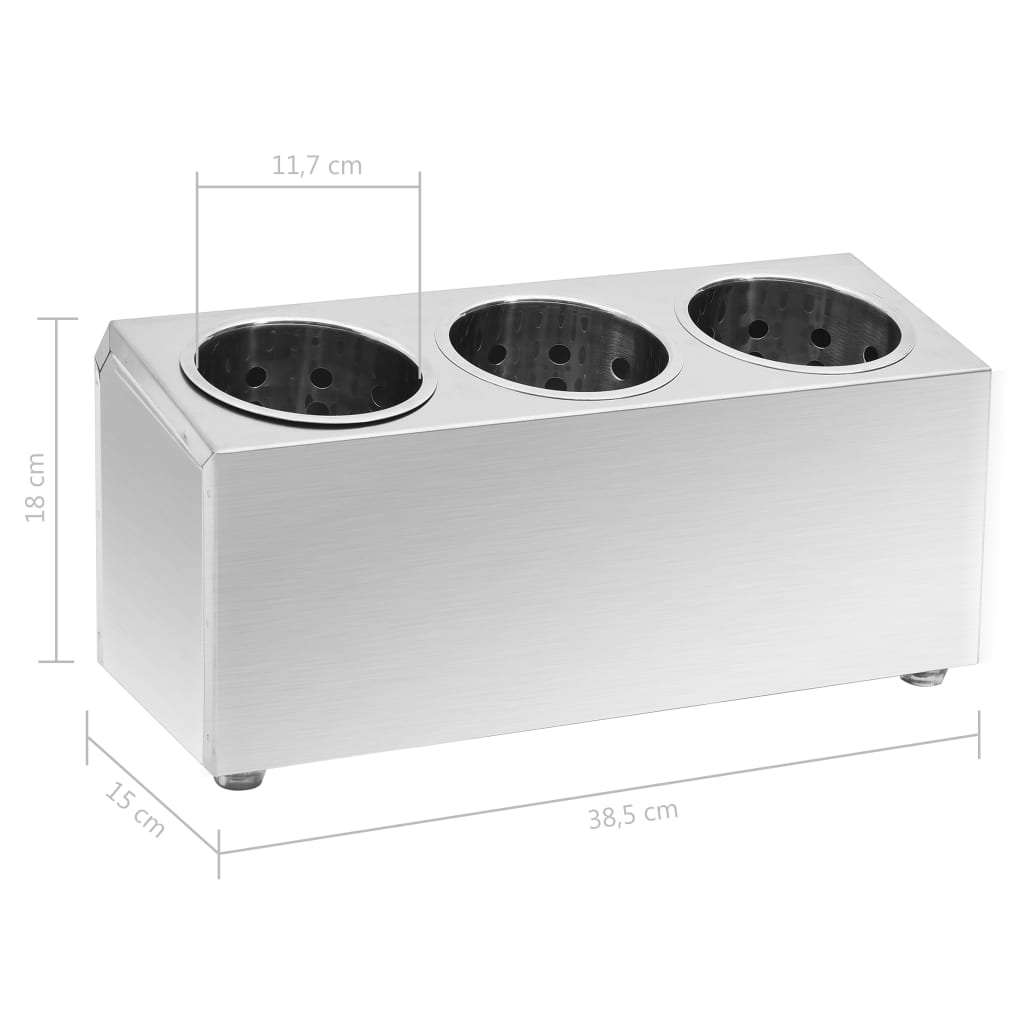 Portaposate con 3 Inserti Rettangolare in Acciaio Inox | homemem39