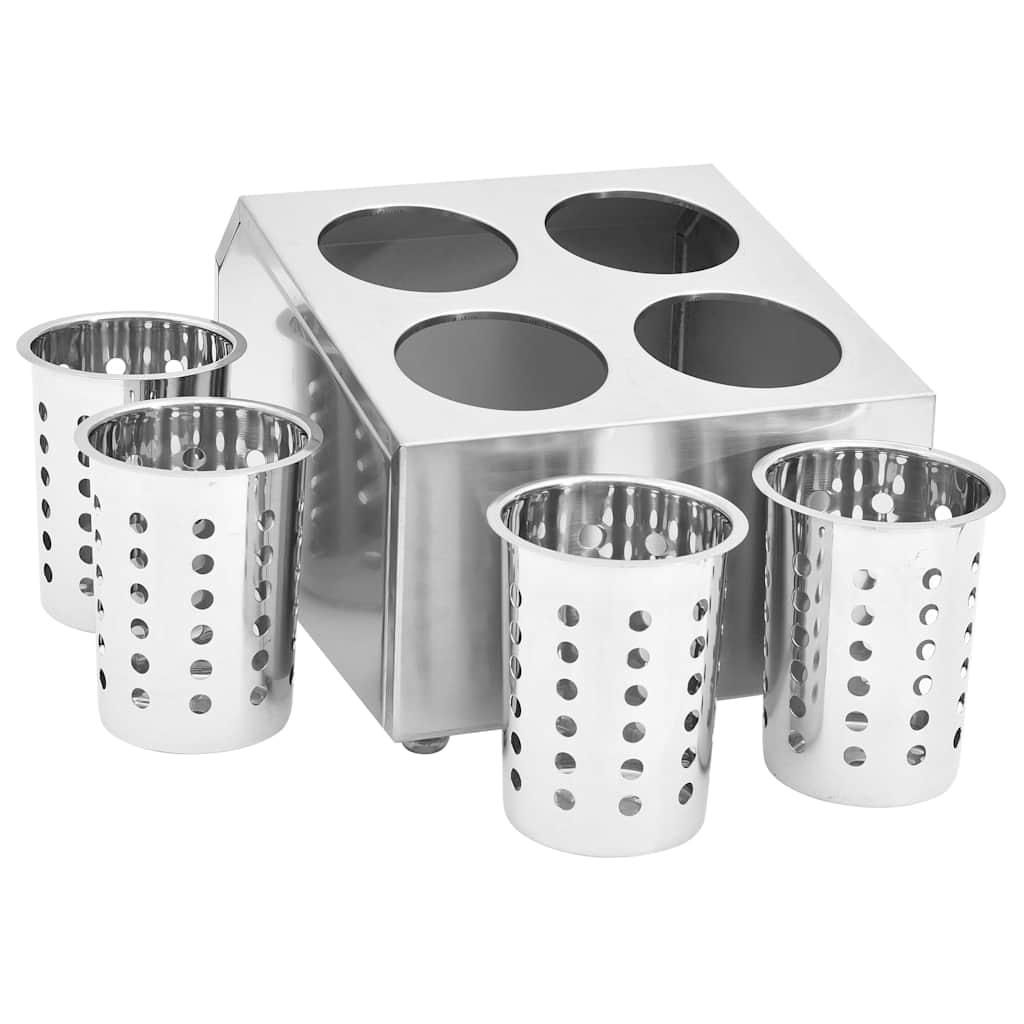 Portaposate con 4 Inserti Quadrato in Acciaio Inox | homemem39