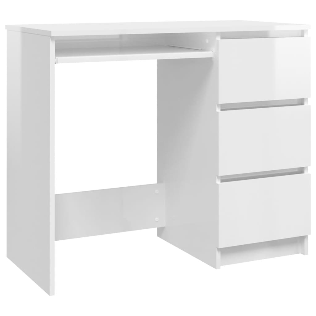 Scrivania Bianco Lucido 90x45x76 cm in Legno Multistrato - homemem39