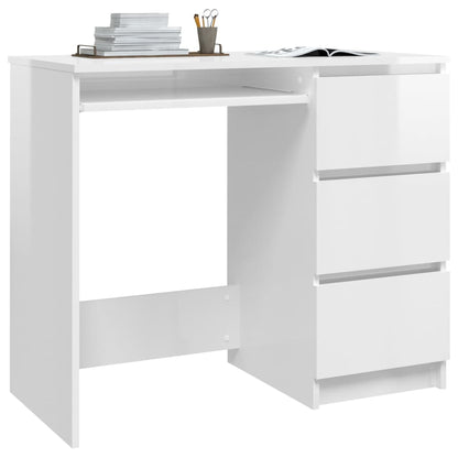 Scrivania Bianco Lucido 90x45x76 cm in Legno Multistrato - homemem39