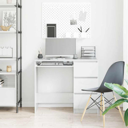 Scrivania Bianco Lucido 90x45x76 cm in Legno Multistrato - homemem39