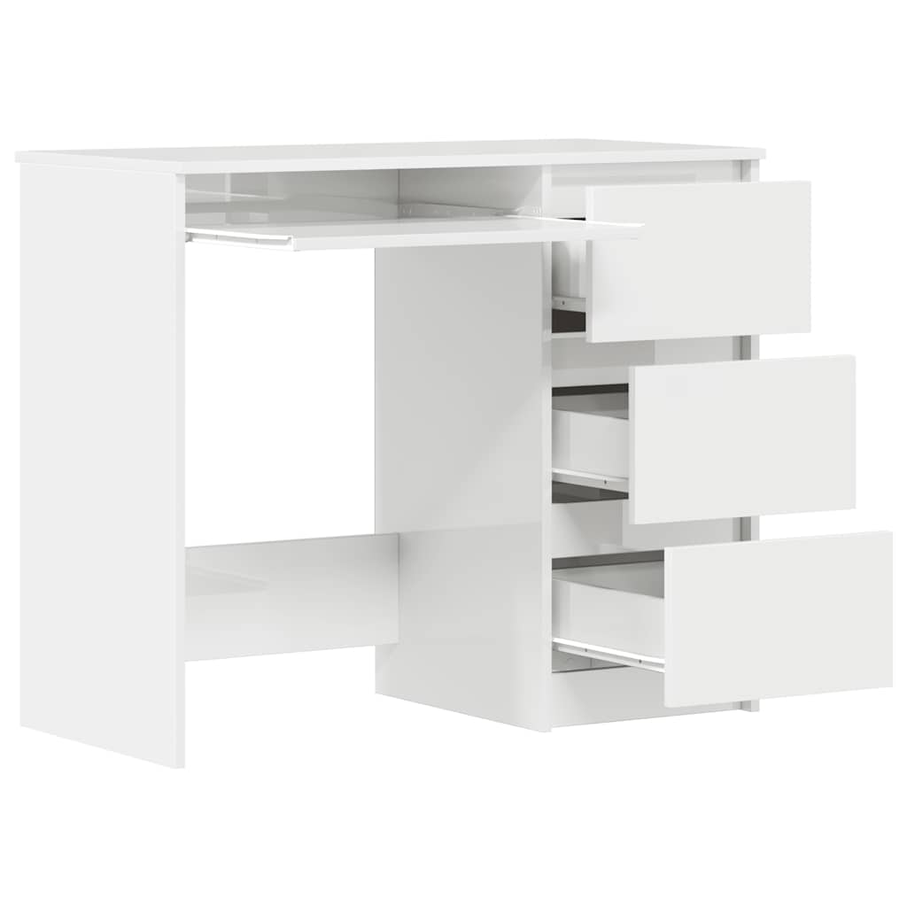 Scrivania Bianco Lucido 90x45x76 cm in Legno Multistrato - homemem39
