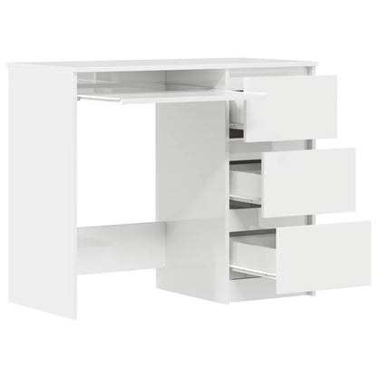 Scrivania Bianco Lucido 90x45x76 cm in Legno Multistrato - homemem39