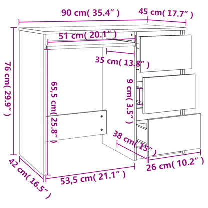 Scrivania Bianco Lucido 90x45x76 cm in Legno Multistrato - homemem39