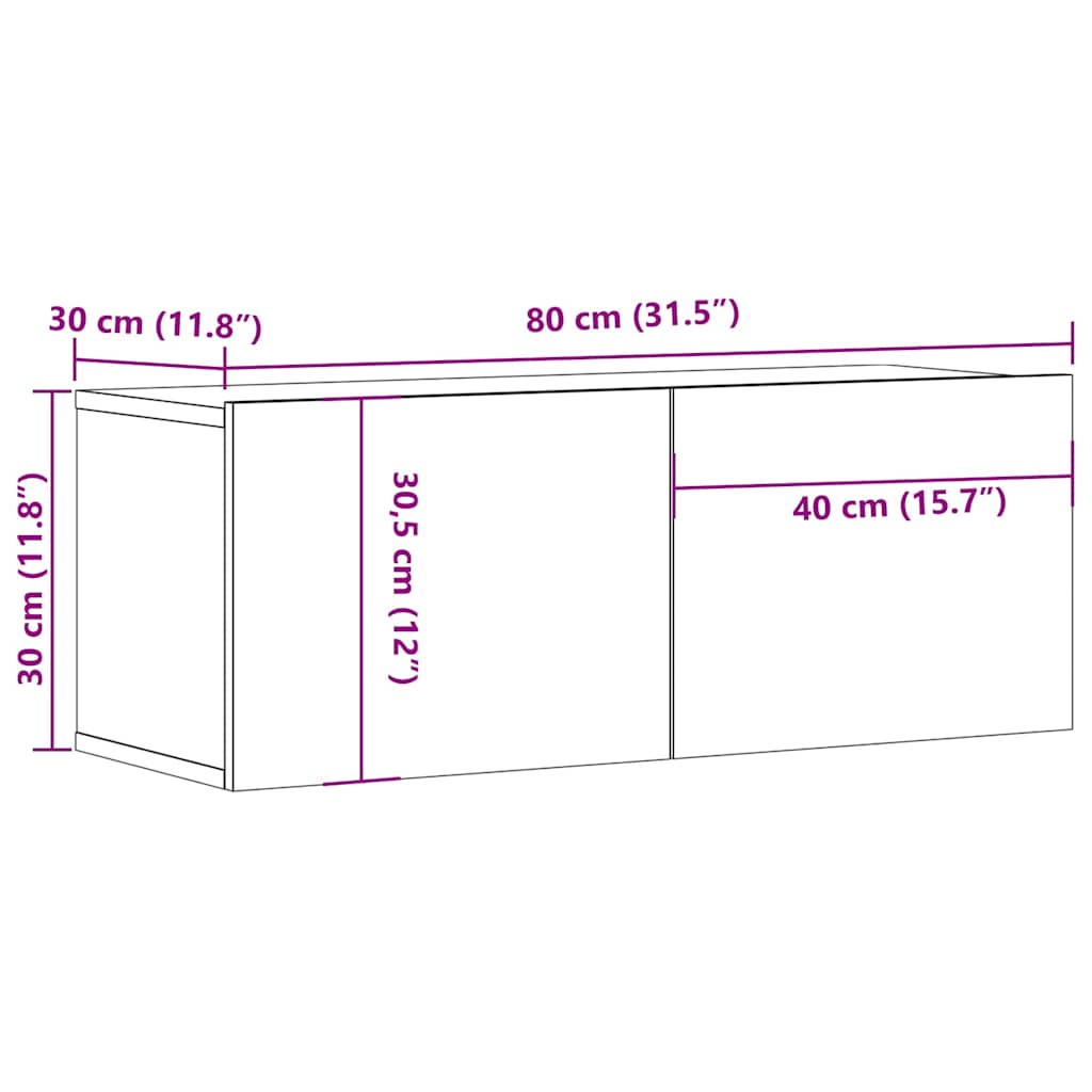 Mobile Porta TV Rovere Sonoma 80x30x30 cm in Legno Multistrato | homemem39