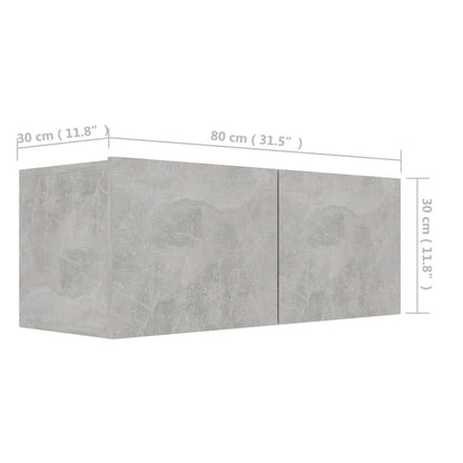 Mobile Porta TV Grigio Cemento 80x30x30 cm in Legno Multistrato - homemem39