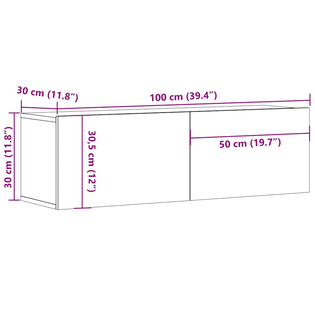 Mobile Porta TV Bianco 100x30x30 cm in Legno Multistrato - homemem39