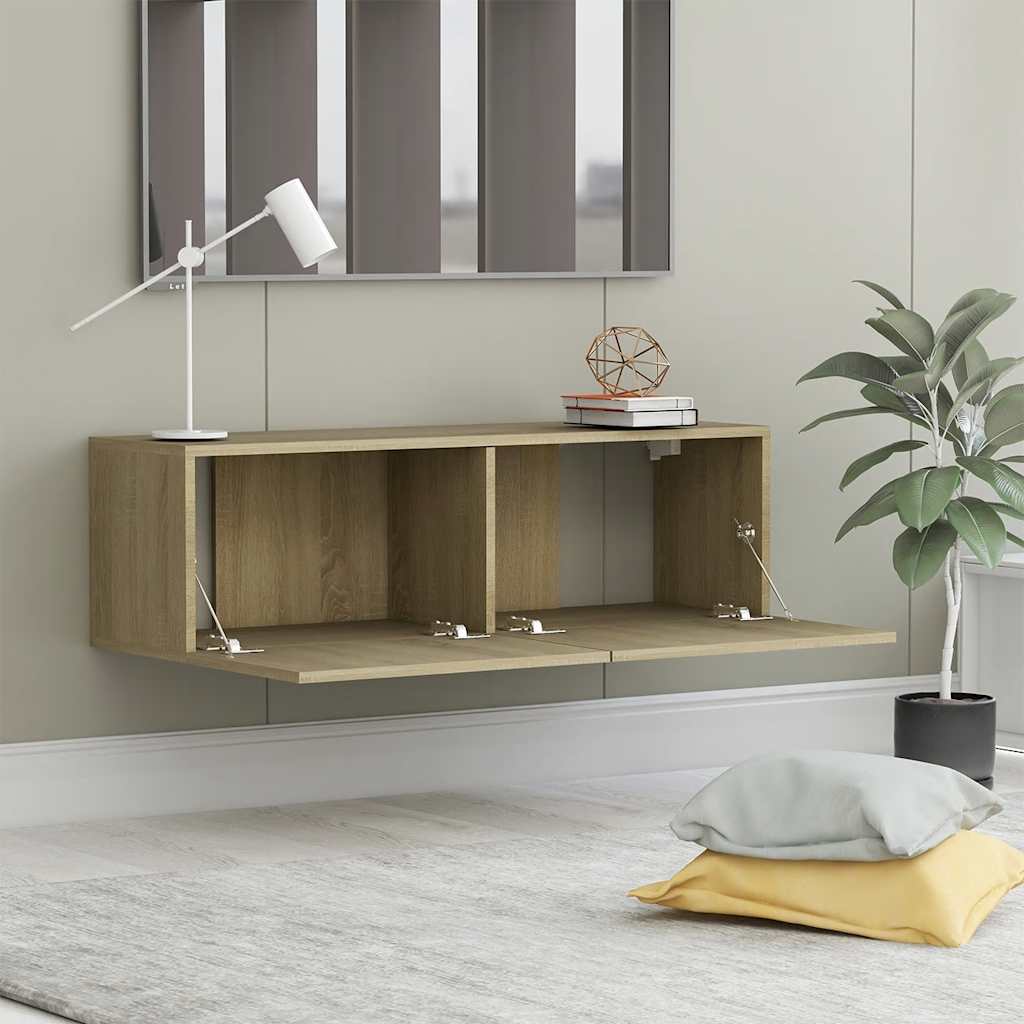 Mobile Porta TV Rovere Sonoma 100x30x30 cm in Legno Multistrato - homemem39