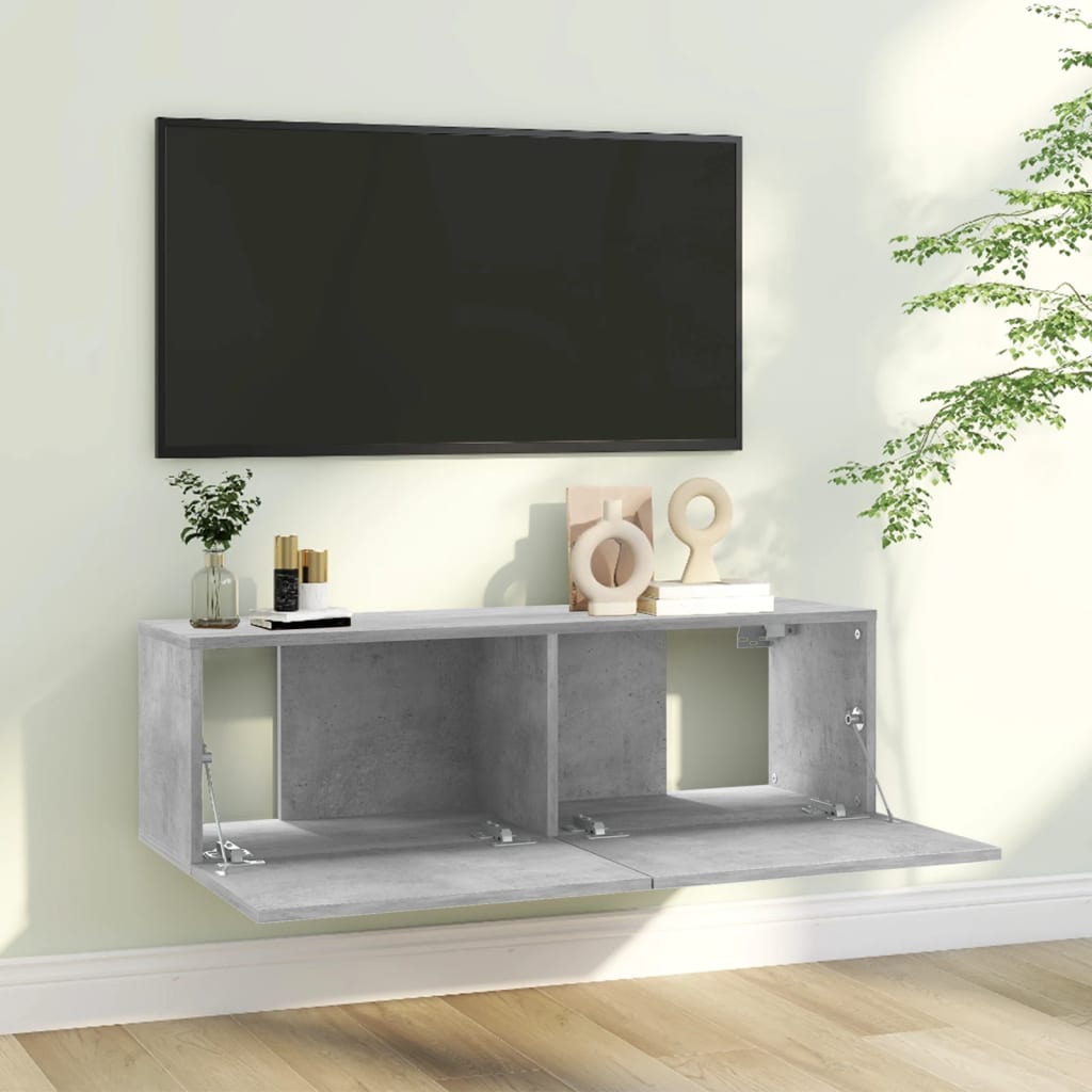 Mobile Porta TV Grigio Cemento 100x30x30cm in Legno Multistrato - homemem39