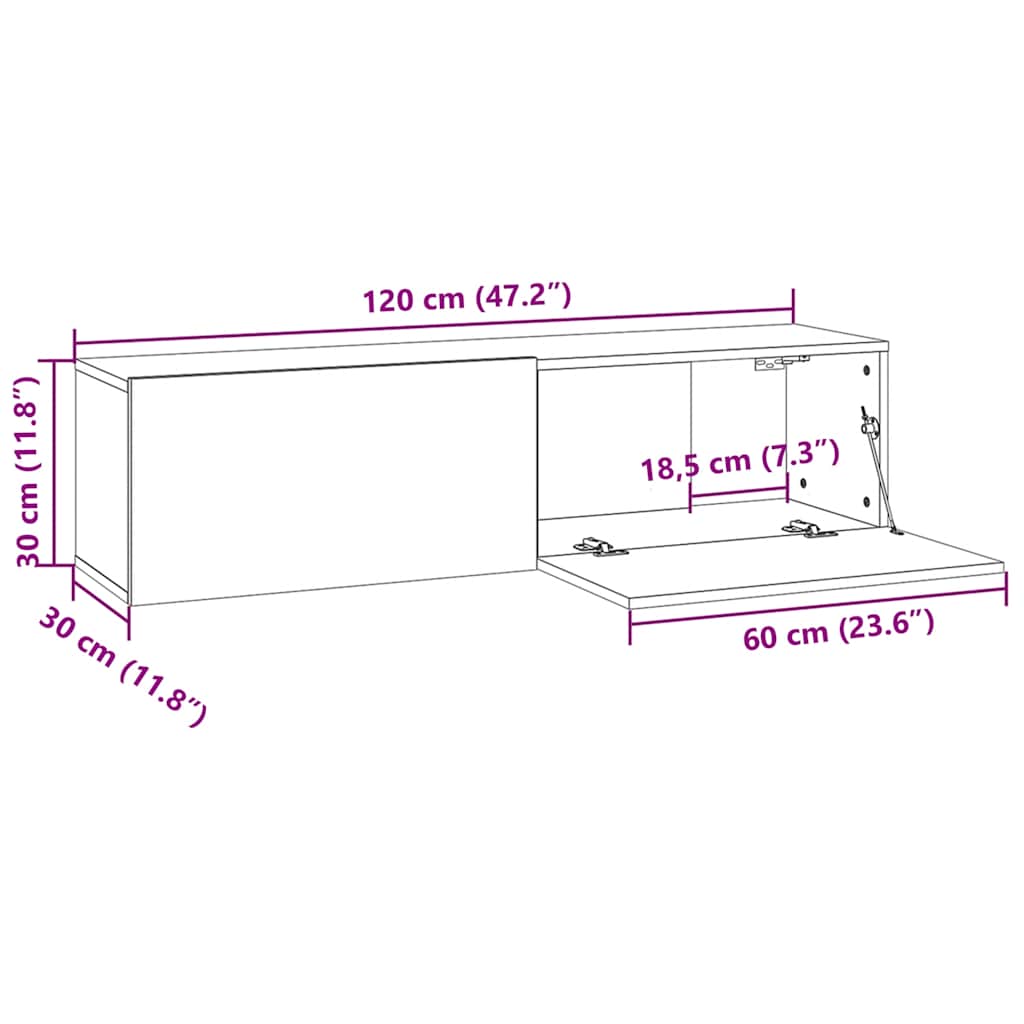 Mobile Porta TV Rovere Sonoma 120x30x30 cm in Legno Multistrato - homemem39