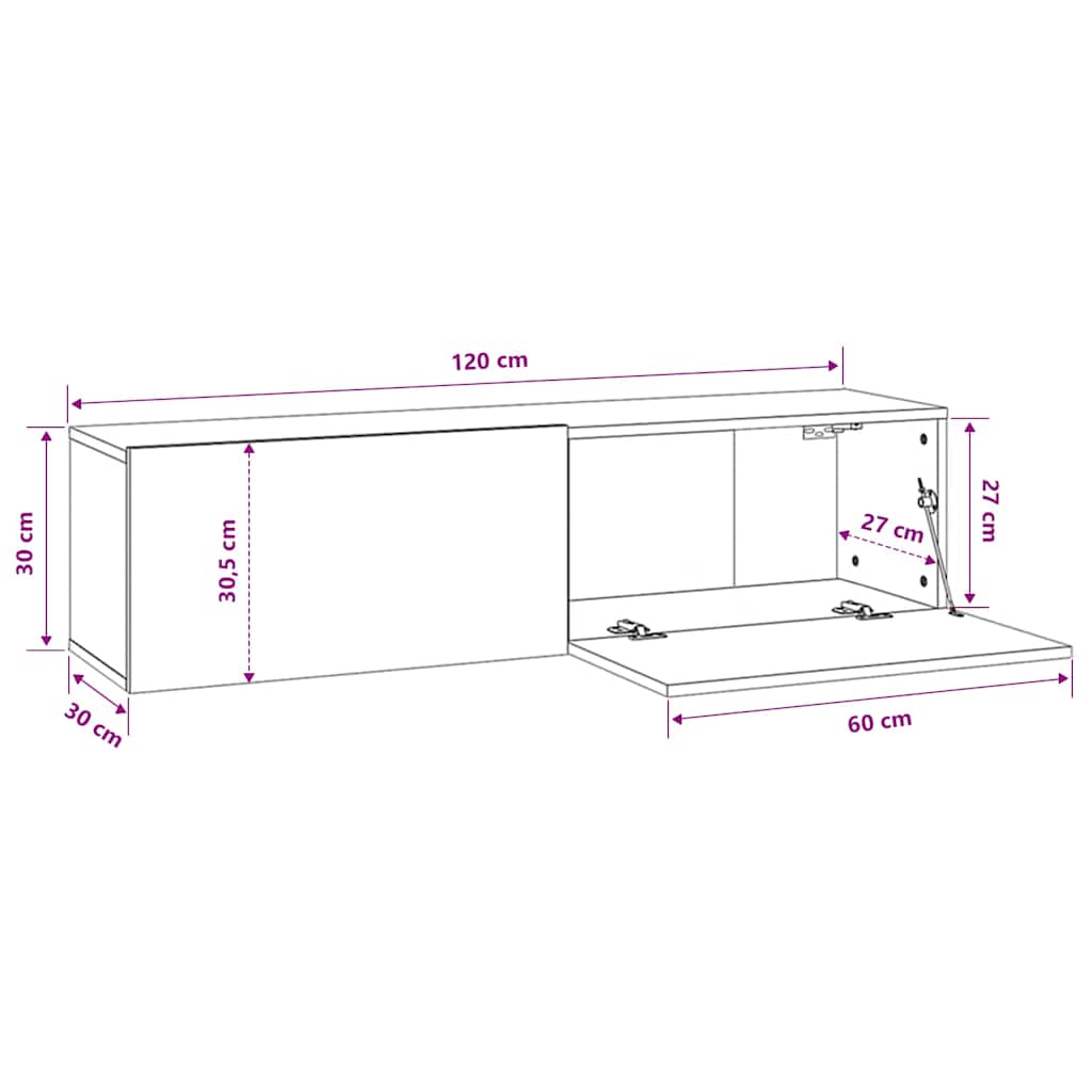 Mobile Porta TV Rovere Sonoma 120x30x30 cm in Legno Multistrato