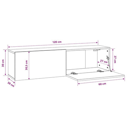 Mobile Porta TV Grigio Cemento 120x30x30cm in Legno Multistrato