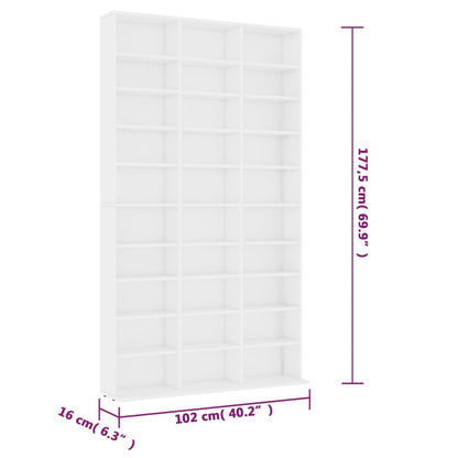 Armadietto TV Bianco 102x16x177,5 cm in Legno Multistrato - homemem39