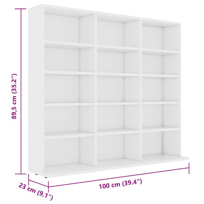 Armadietto Porta CD Bianco 100x23x89,5 cm in Legno Multistrato - homemem39
