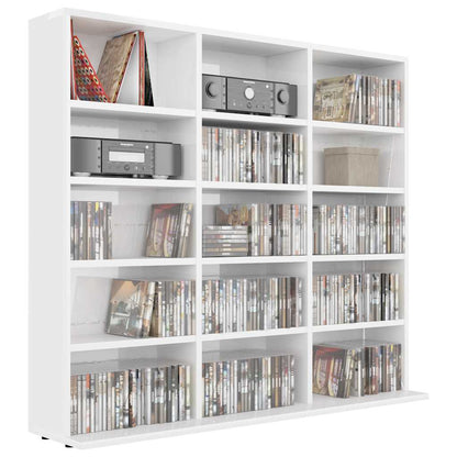 Mobile Porta CD Bianco Lucido 100x23x89,5 cm Legno Multistrato - homemem39